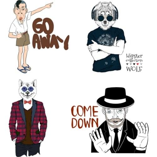 Fashion Animal Patch Cool Man Iron on Patches for Clothing Sticker for Clothes T-shirt Heat Transfers Applications DIY Appliques