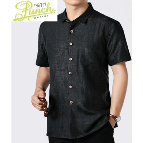 Men 2021 Summer 100%Silk Short Sleeve Casual Shirt Male Social Loose Man Shirts High Quality Camisas Hombre 8027 KJ1959