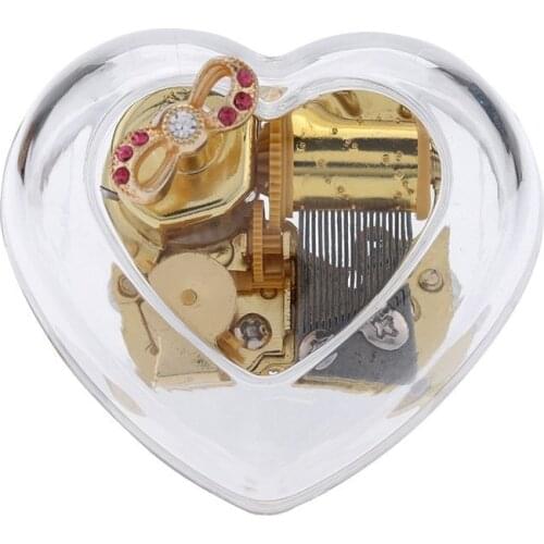Heart-Shape Creative Transparent Acrylic 18-Note Wind-up Musical Box,Musical Toys for Girls,Christmas Gift Birthday Gift for Kid