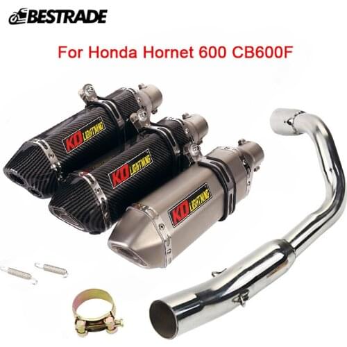 For Honda Hornet 600 CB600F Motorcycle Exhaust System Tip Middle Connect Pipe Slip on 51mm Silencer Muffler Tube Stainless Steel