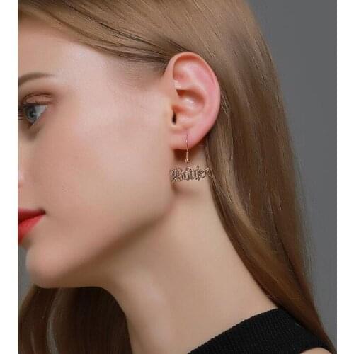 Song Bad and Boujee Series Earrings Simple English Alphabet Drop Earrings for Women Gold Silver Color Hip Hop Party Jewelry Gift