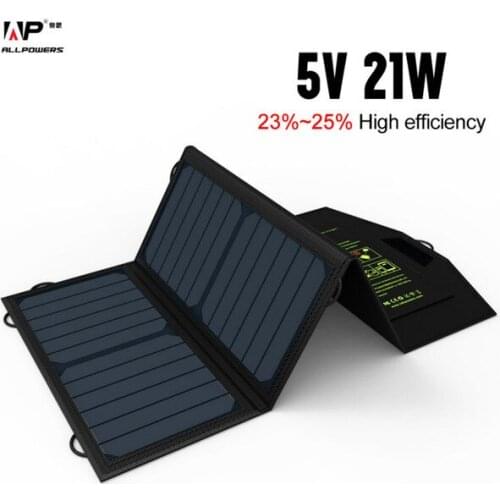ALLPOWERS 5V 21W Portable Solar Charger USB Monocrystalline Silicon Solar Panel mobile phone charger.Suit for 99% Mobile phone