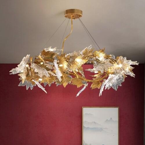 Postmodern Led Luxury Ceiling Chandelier Copper Glass Decorative Chandelier Lighting Bar Hotel Lobby Creative Home Hanging Lamp