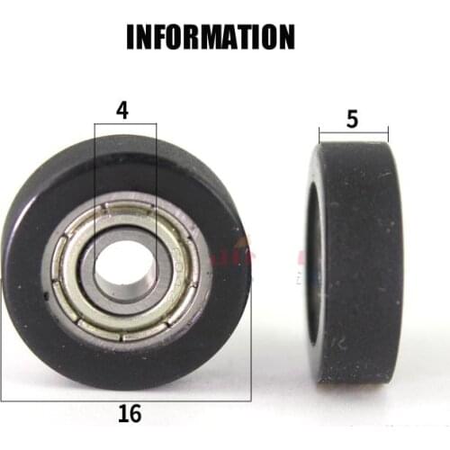 PU 604zz bearing ID 4mm OD 16mm width 5mm 4x16x5mm Container machinery pulley mute bearing