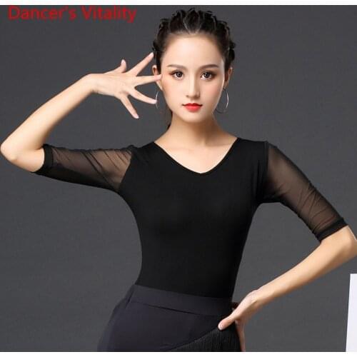 Latin Dance Shirt New Female Adult National Standard Ballroom Dance Costume Sexy Tops Performance Practice Clothing