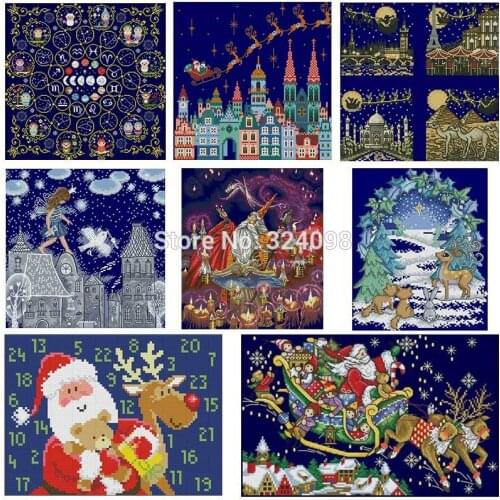 Christmas is coming patterns Counted Cross Stitch 11CT 14CT DIY wholesale Chinese Cross Stitch Kits Embroidery Needlework Sets