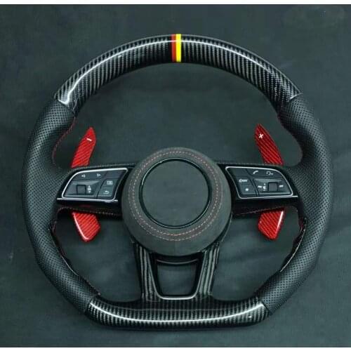 Cuatomized Carbon Fiber Sports Shape Steering Wheel Alcantara Leather for Audi A4 A4L A6 A7 2018-2021 with Paddle Shift