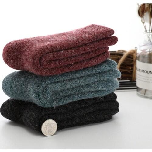 Super Thicker Solid Socks Merino Wool Rabbit Socks Against Cold Snow Socks Winter Funny Happy Socks Female Women Socks