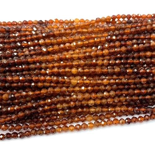 Veemake Orange Garnet Spessartine DIY Necklace Bracelets Earrings Natural Gemstone Crystal Jewelry Faceted Round Beads 06578