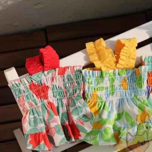 Spring/Summer Thin Printed Dress Puppy Dog Cat Pet Clothes Sling Skirt Small Puppy Teddy Bichon Clothes