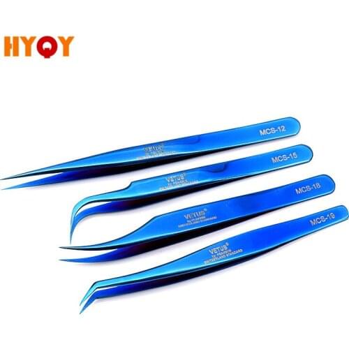 VETUS Blue precision maintenance tweezers Mobile phone maintenance motherboard BGA Repair Cosmetology eyelash Forceps