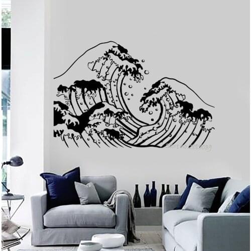 Ocean Wave Sea Marine Vinyl Wall Decal Waterproof Wall Stickers For Bathroom Bedroom Art Home Decoration Sticker 3D Poster LA508