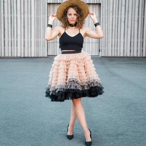 High Fashion Colourful Tulle Skirts Women Elastic Midi Tulle Ruffles Skirt Knee Length Maxi Skirt Plus Size Custom Made