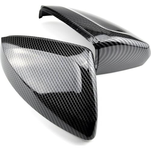 For Volkswagen Vw Polo Plus 2019 Carbon Black Side Wing Rear View Mirror Cover Replacement Caps Shell