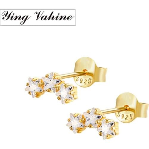Ying Vahine 100% 925 Sterling Silver Star Stud Earrings for Women