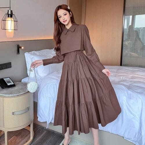 Womens dress 2020 autumn and winter big swing dress French waist retro temperament slim dress