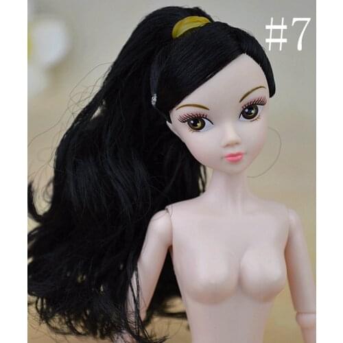 1pc Kids Toy Naked 12 Moveable Joints Chinese Doll Accessories For 11.5" Dollhouse 1/6 Doll Body + Head With Ponytail Hair