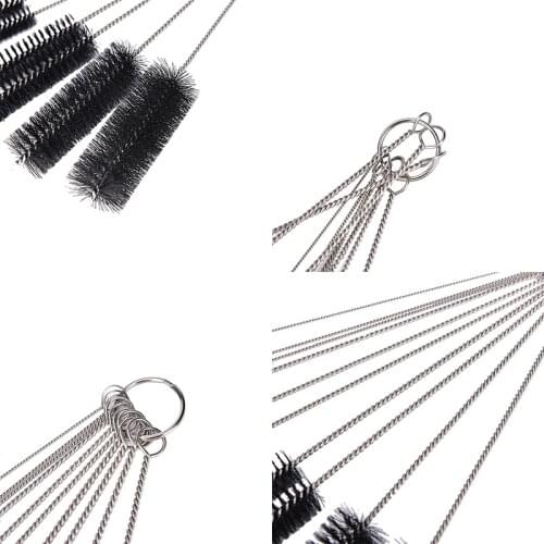 10 Nylon Stainless Steel Cleaners Cleaning Brushes for Tobacco Pipe Airbrush