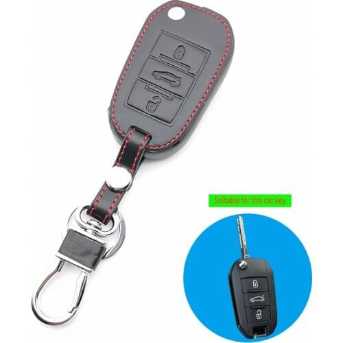 100% leather car key case for Peugeot 508 301 2008 3008 408 for Citroen C4 CACTUS C5 C3 C4L housing key remote control key cover