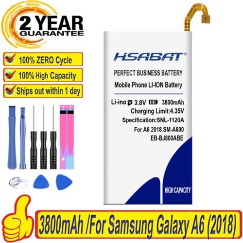 100% Original HSABAT 3400mAh EB-BJ800ABE Battery For Samsung Galaxy A6 (2018) SM-A600 A600F J6 J600F J800
