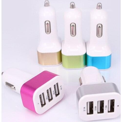 50pcs/lot 5V 2.1A/2A/1A Universal 3 USB Port Car Charger for iPhone X 8 7 Plus Samsung Huawei Xiaomi Mobile Phone Car Charger