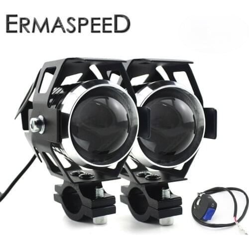 2PCS LED Motorcycle Headlight Auxiliary Dirt Bike Motorbike Fog Light Scooter Spotlight 12V LED Moto Enduro Headlamp