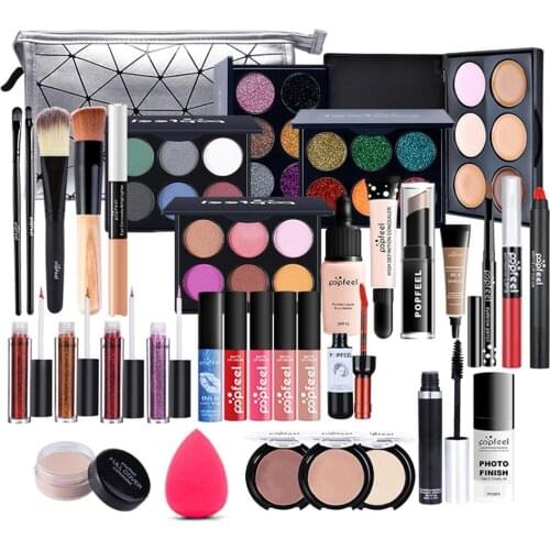 20/29/37pcs Professional Makeup Set Eyeshadow Palette Lipstick Eyebrow Pencil Lip Gloss Makeup Brush Powder Puff Girls Cosmetic