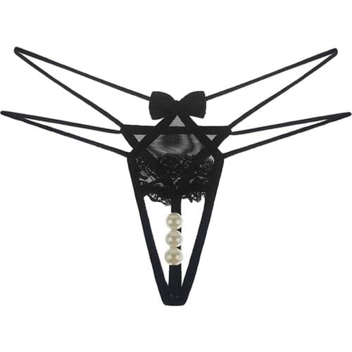 6 styles Fashion Women Sexy Panties Thongs Lingerie Beading Bow Hollow Out G-string Solid Lace Low waist sexy panties F300314