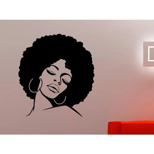 African Woman Wall Decal Sexy Sexy Girl Face Wall Stickers for Beauty Salon Hairdresser Decor Removable Vinyl Stickers A782