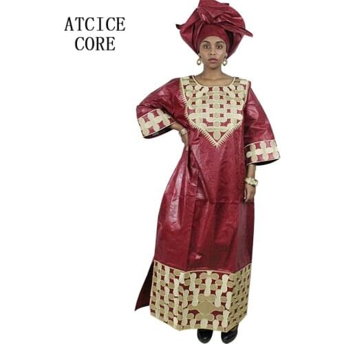 African dresses for woman bazin riche embroidery design dress W014