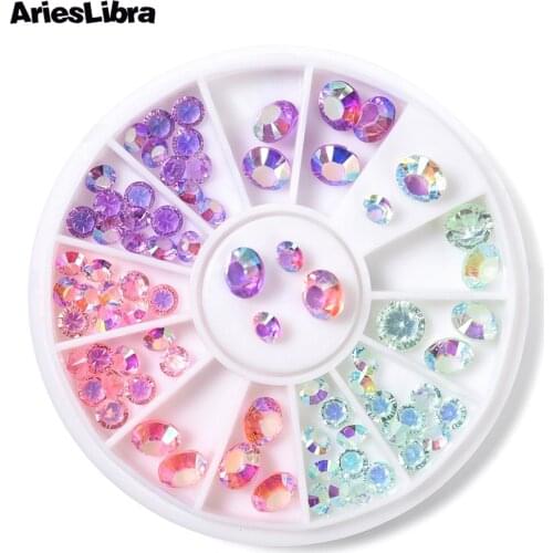 AriesLibra AB Colorful Cone Shapes Nail Art Decorations Nail Design Rhinestones Decor Accessory for Manicure Nail Art Tools