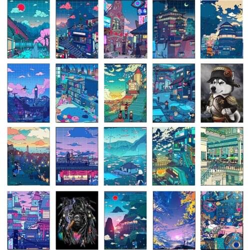 Anime Cartoon Canvas Painting Wall Art Street Scene Poster Prints Night Cute Tree Home Living Room Decoration Wall Stickers