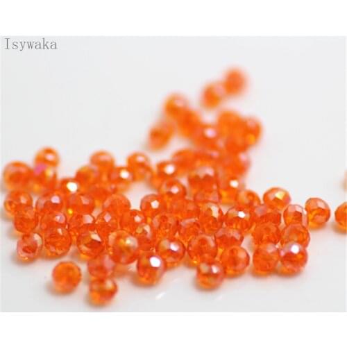 Isywaka Orange ab Colors 3x4mm 145pcs Rondelle Austria faceted Crystal Glass Beads Loose Spacer Round Beads Jewelry Making