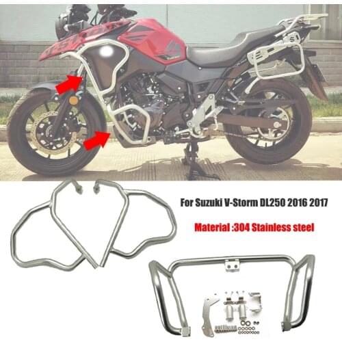 For Suzuki V-Storm DL250 2016 2017 Motorcycle Bumper Upper&Lower Engine Guard Highway Freeway Crash Bar Fuel Tank Protector