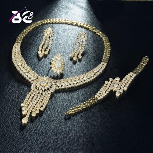 Be 8 Hotsale African 4pc Bridal Jewelry Sets New Fashion Dubai Necklace Sets for Women Wedding Party Accessories Design S299