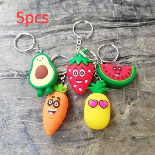 5pcs/Lot Girl Heart Simulation 3D Avocado Keychain Bag Coin Purse PVC SoToy Pendant