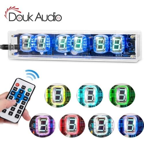 Douk Audio IV-22 VFD Tube Clock Retro NixieTube Era Home ColorfulAlarm Clock Kit / Assembled Digital Clock with IR Remote