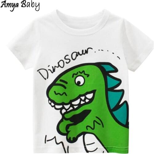 Amya Baby Kids T Shirt Children Top Cotton Cartoon Dinosaur Print Toddler Shirts For Boys Casual Children Clothing Summer 2020