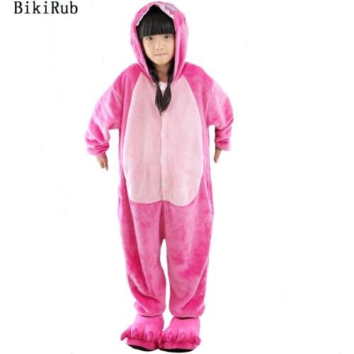 BIKIRUB Children Pajamas Winter Hooded Sleepwear Boys Girls Pajama Set Cute Stitch Animal Kids Pyjama Flannel Pijama