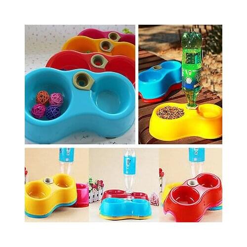 Hot Sale Double Plastic Dog Cat Puppy Pet Bowl Non Slip Food Water Feeding Dish