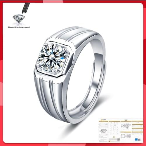 Luxury 925 Sterling Silver 1ct 2 ct 3ct D Color Moissanite Rings Men Modern Ring For Anniversary Fathers Day gift
