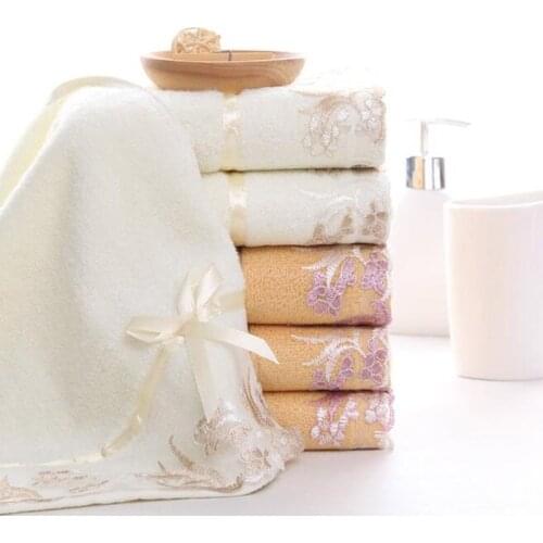 3pcs Lace Bowknot Towel Bathroom Water Absorbent Hotel Bath Washcloth Hand Towel Soft Comfortable