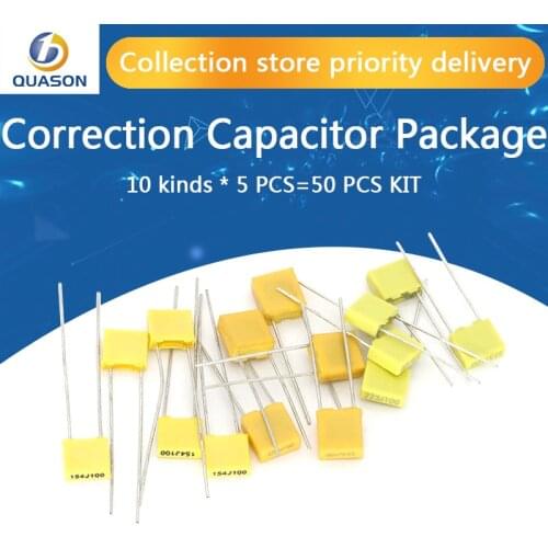 Correction capacitor package kit 10 kinds * 5 PCS=50 PCS KIT 100V 102J 152J 332J 472J 103J 333J 473J 104J 224J 474J