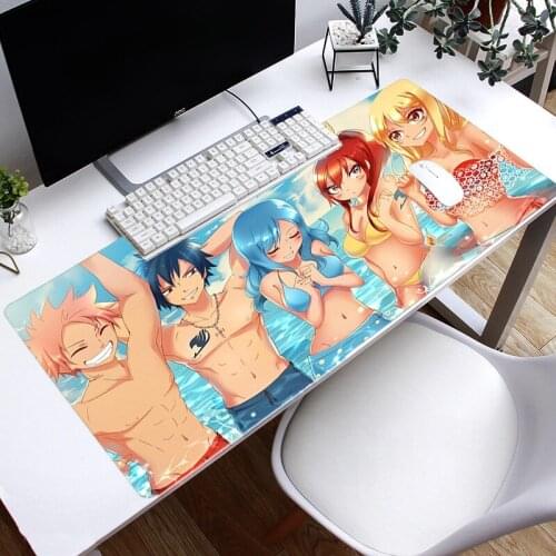 Large Size Gaming Mouse Pad Anti-slip Natural Rubber PC Computer Gamer Mousepad Of Fairy Tail Design Desk Mat Locking Edge