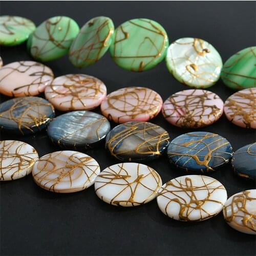 Japan and Korea round straight hole shell gold silk fantasy color black and white diy accessories earrings accessories material