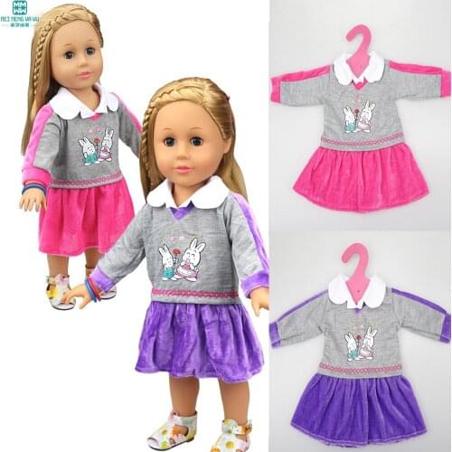 Doll clothes for new born doll accessories and American doll Rose red casual baby dress