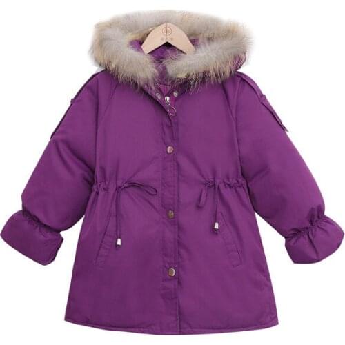 2021 Winter Baby Girls Jacket Kids Outerwear Big Fur Collar Coat Parkas For Girl Thicken Clothing 4-12 Y Child Hooded Clothes