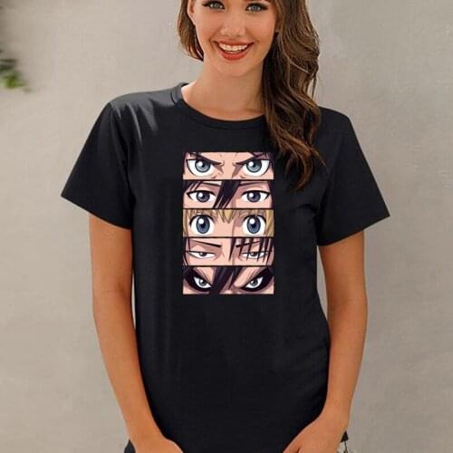 2021 Hot Sale Attack on Titan Anime T Shirts Eye Design Cotton Short-Sleeved Eren Jaeger Printed Fashion Casual O-neck Tops