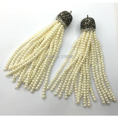 M604011214 Pave Pearls Bead Tassel Pendant