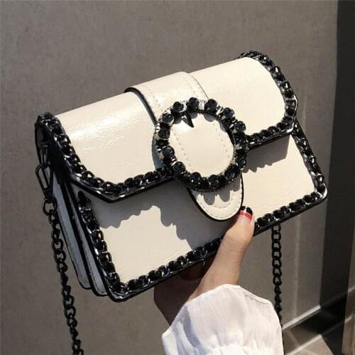 Fashion Retro Female Diamond bag 2020 New Womens Designer Handbag Rivet PU Leather Women bag Chain Shoulder Messenger bags